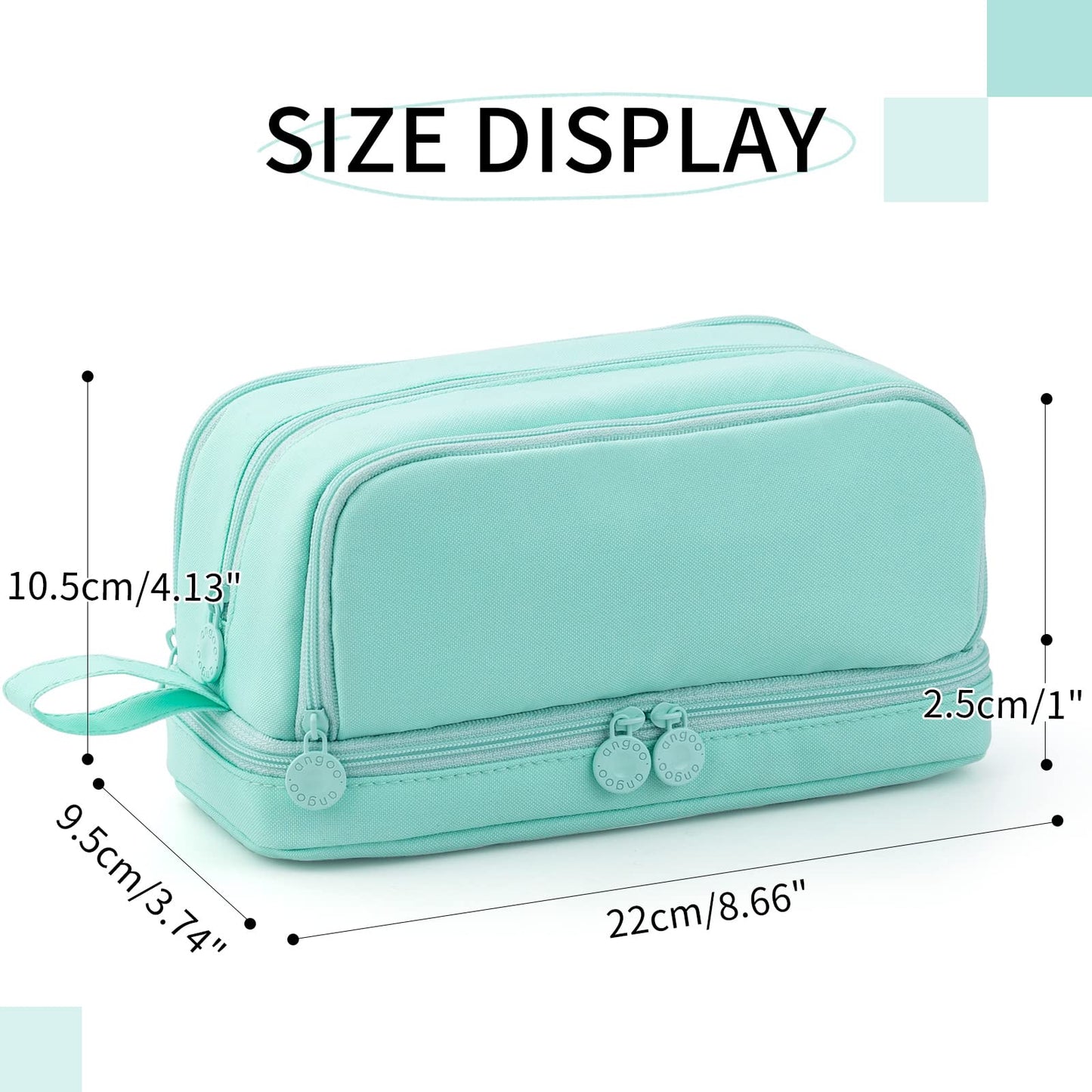 CICIMELON Large Pencil Case, 4 Compartment Pen Pouch, Mint Green