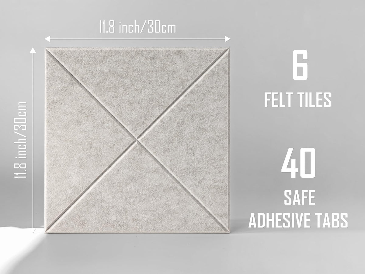 DECORITA Cork Board 24 x36 Alternative - 6 Pack Felt Wall Tiles with Safe Removable Adhesive Tabs
