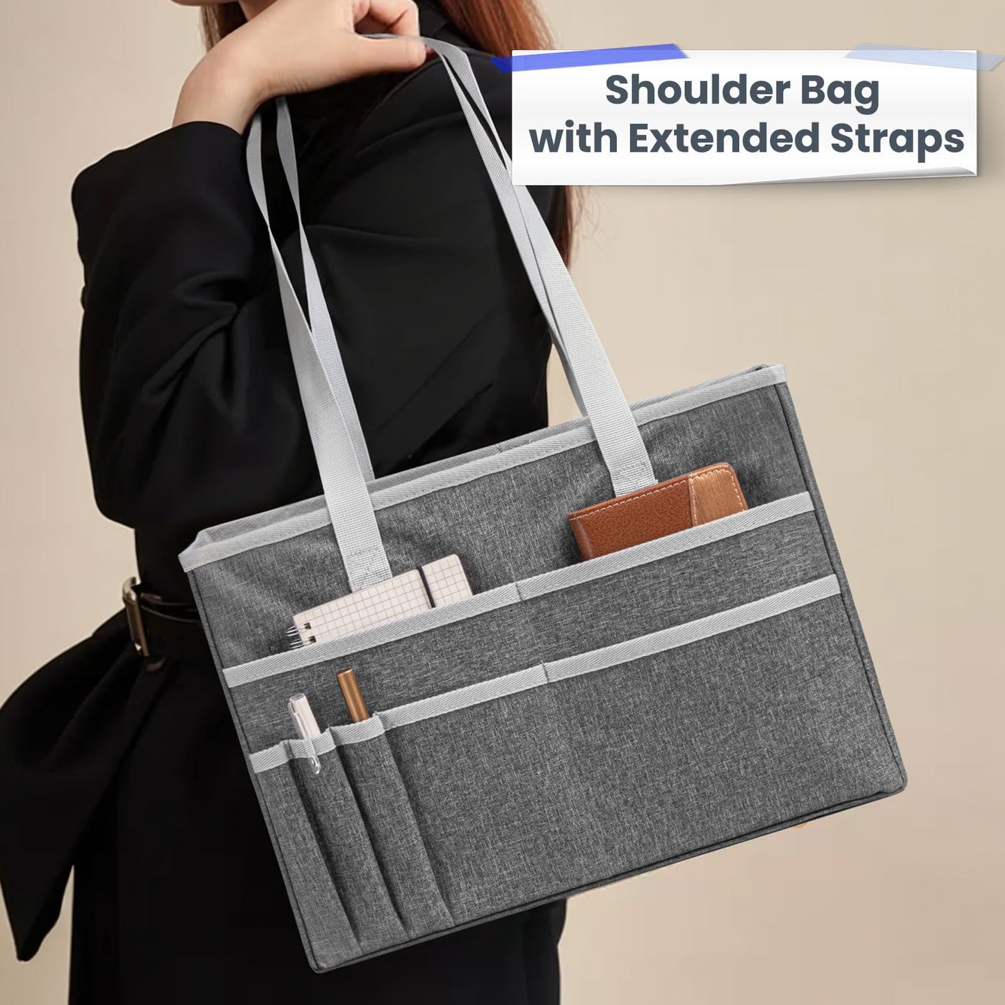 UNICITII File Organizer Box, Portable Tote Bag Hanging Filing Box Desktop File Folder Document