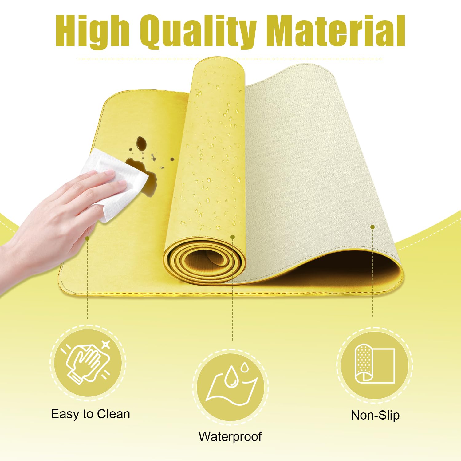 Leather Desk Pad Protector, 39.4'' X 17'' Large Mouse Pad, Office Desk Mat, Non-Slip PU Leather &