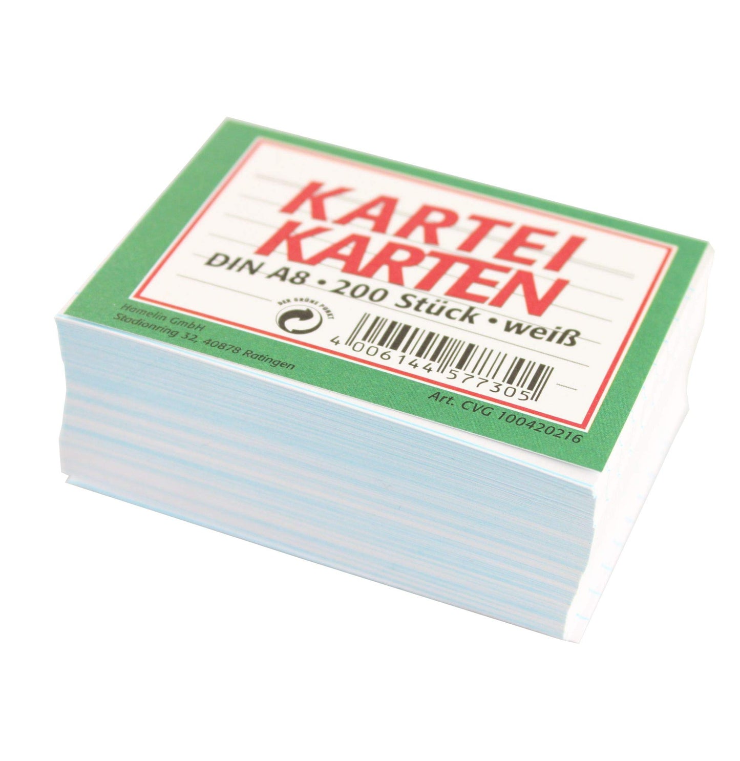 Landre 100420216 Index Cards Ruled on, A8, Pack of 200, White