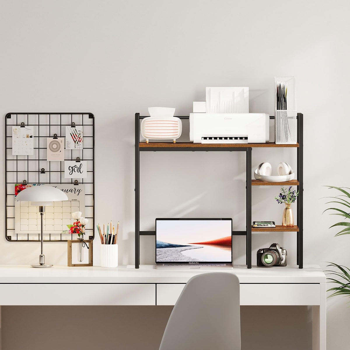 Snughome Desk Shelf, 31.9" Desktop Organizer Shelf, Desk Hutch for Computer Monitor, 4 Tier Desk