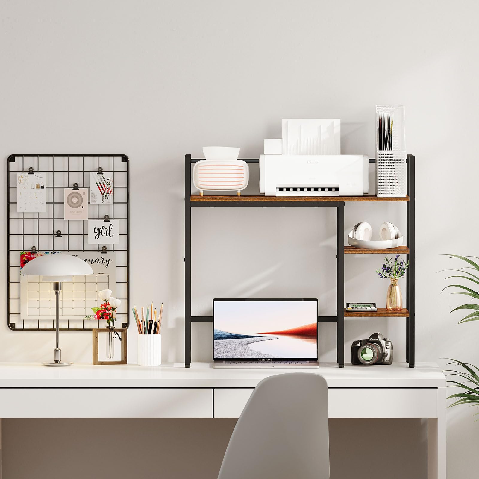 Snughome Desk Shelf, 31.9" Desktop Organizer Shelf, Desk Hutch for Computer Monitor, 4 Tier Desk