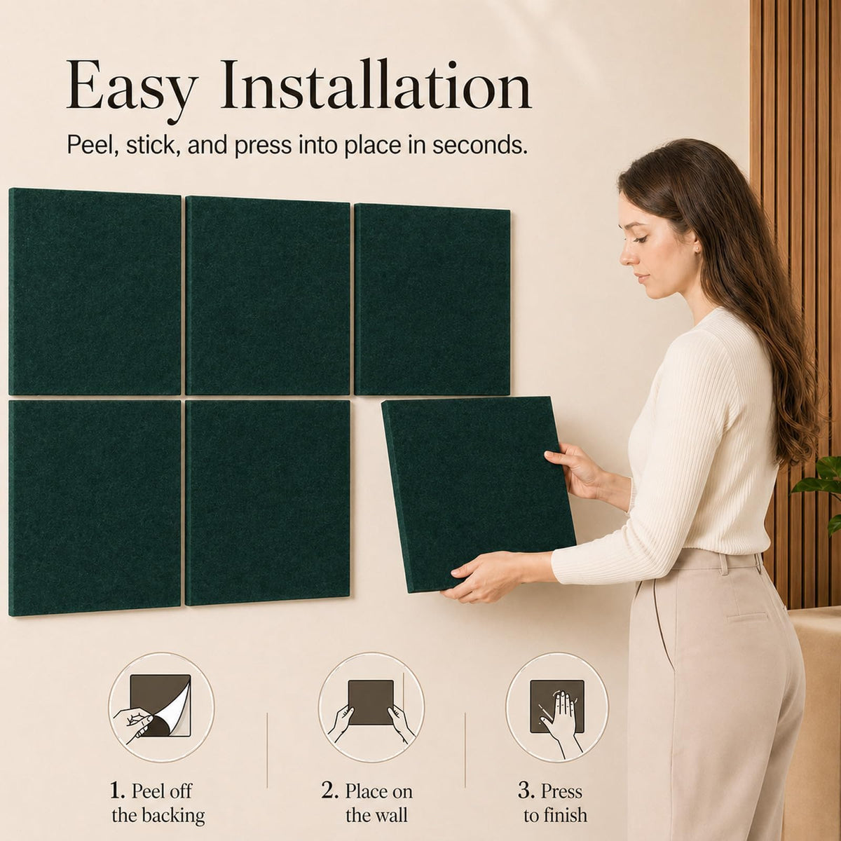 Baysola Felt Bulletin Board Tiles, Cork Board Alternative, 48 x 36 in