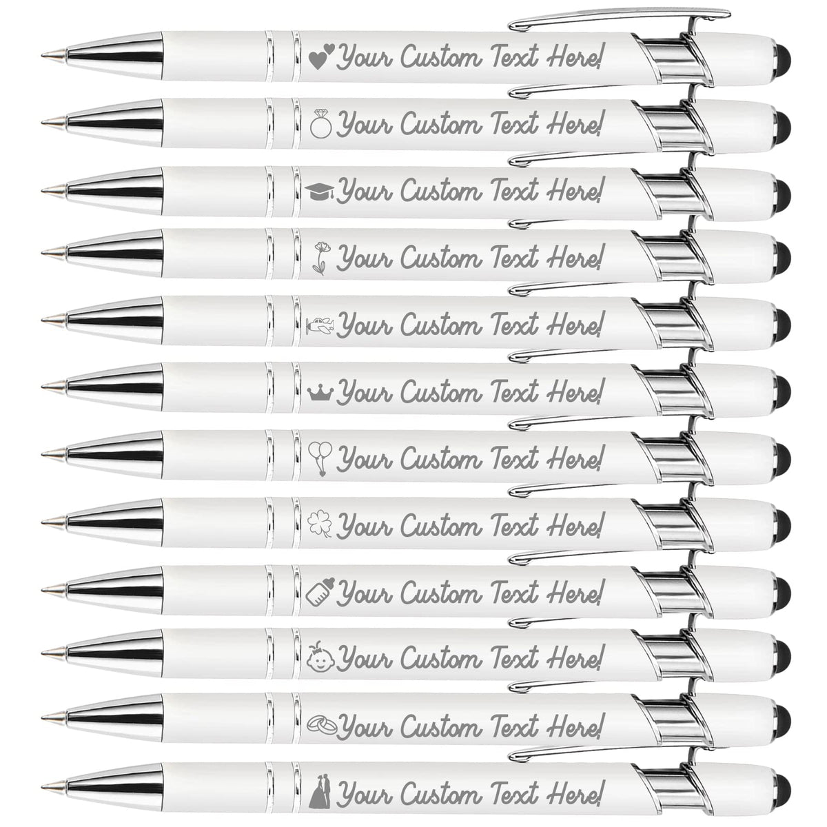 Amlion Custom Pens Personalized Bulk, Customized Ballpoint Pens with Stylus Name Message Logo