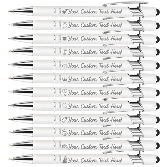 Amlion Custom Pens Personalized Bulk, Customized Ballpoint Pens with Stylus Name Message Logo
