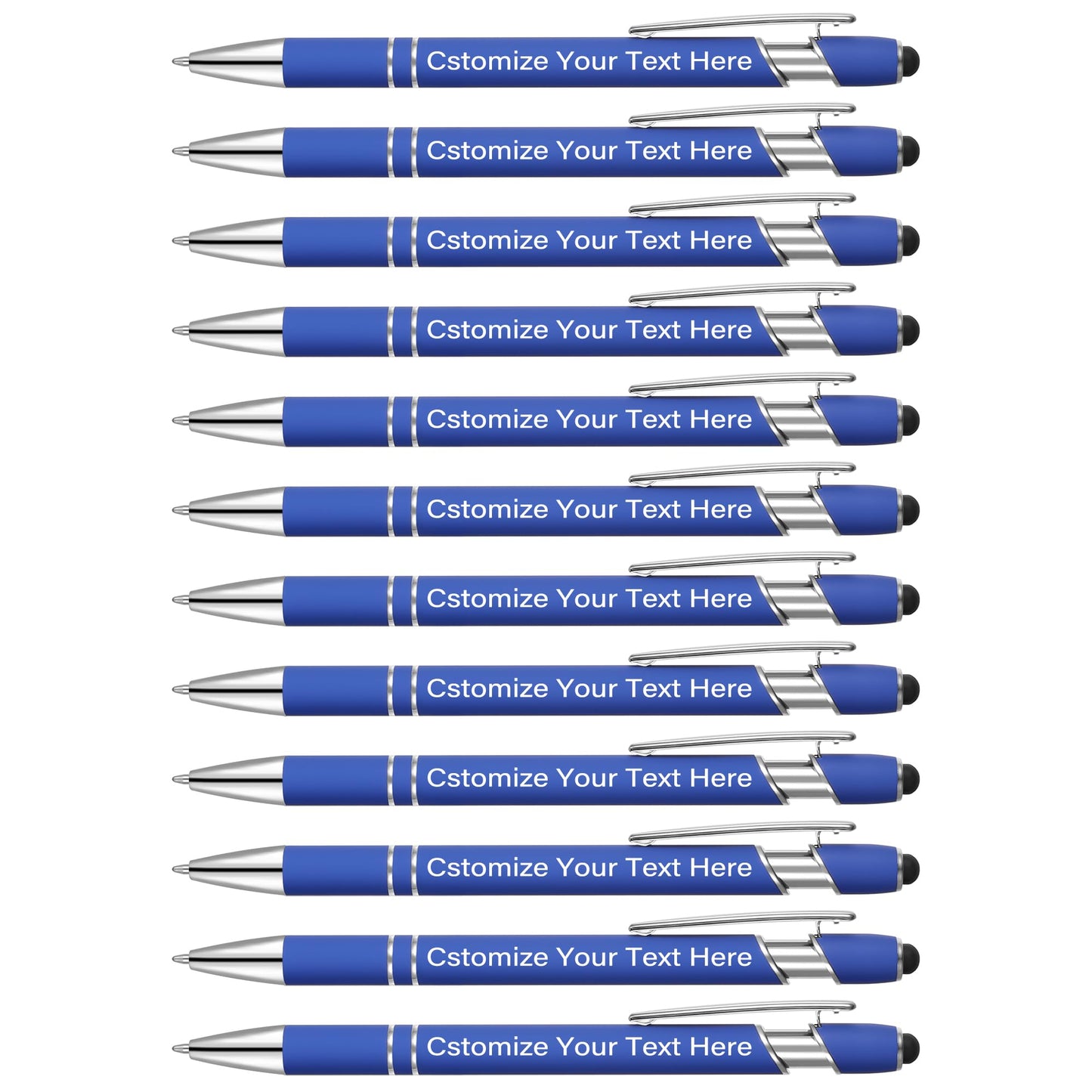 Kingluu 12 Pcs Personalized Ballpoint Pens with Stylus,Smooth Writing,Black Ink Custom Pens with