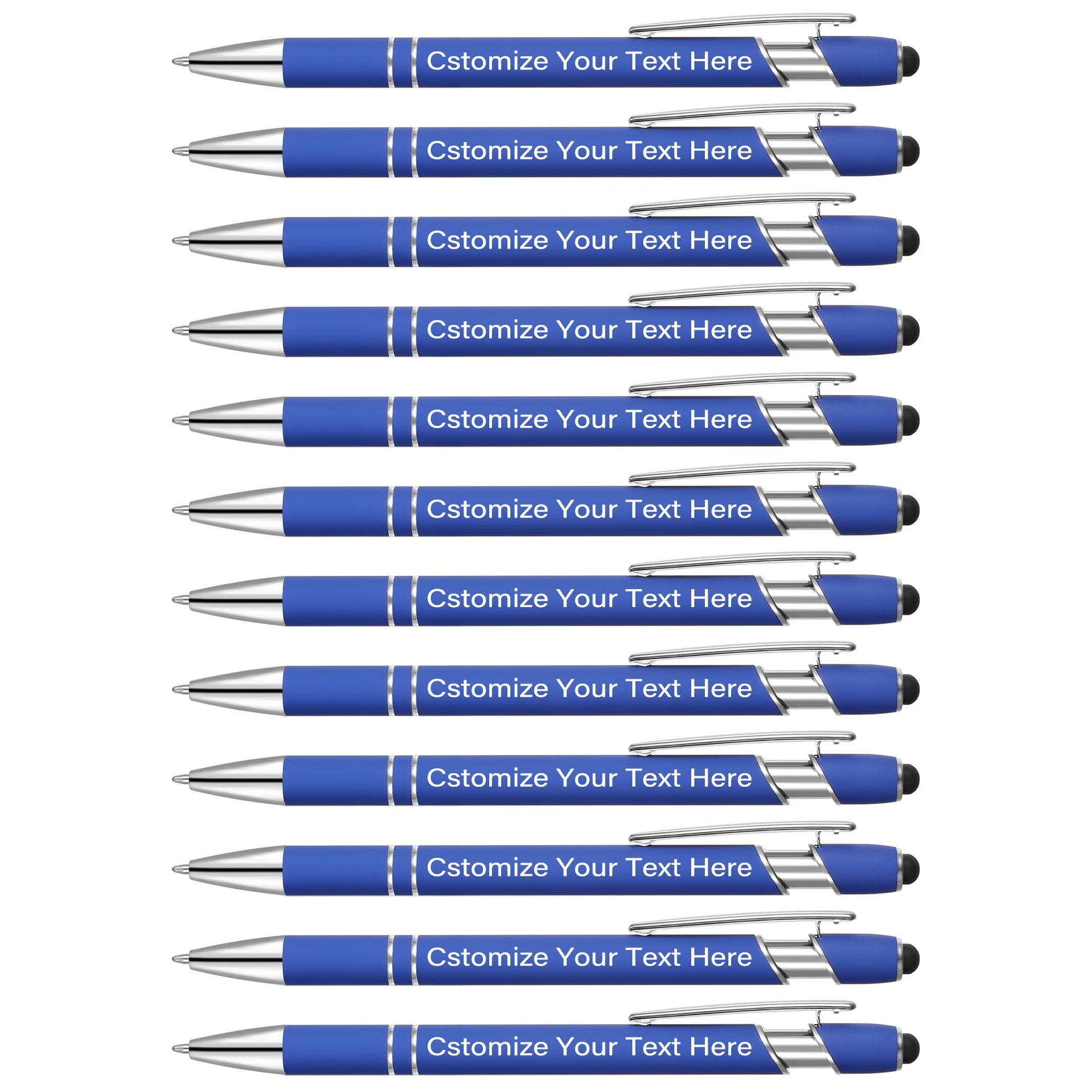 Kingluu 12 Pcs Personalized Ballpoint Pens with Stylus,Smooth Writing,Black Ink Custom Pens with