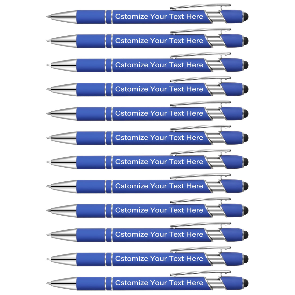 Kingluu 24 Pcs Personalized Ballpoint Pens with Stylus,Smooth Writing,Black Ink Custom Pens with