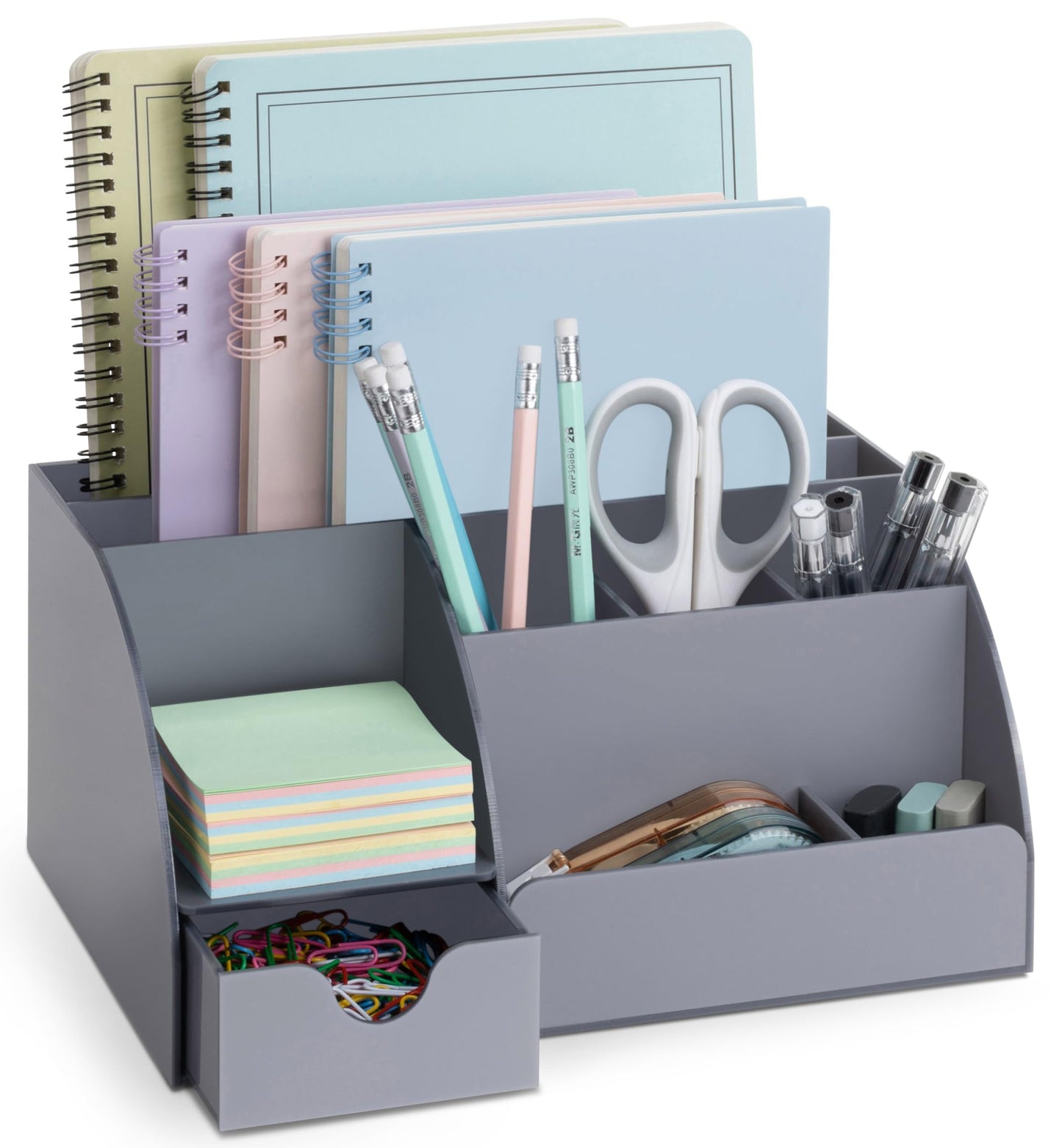 My Space Organizers Grey Desk Organizer, 9 Compartments, Office Supplies and Desk Accessories