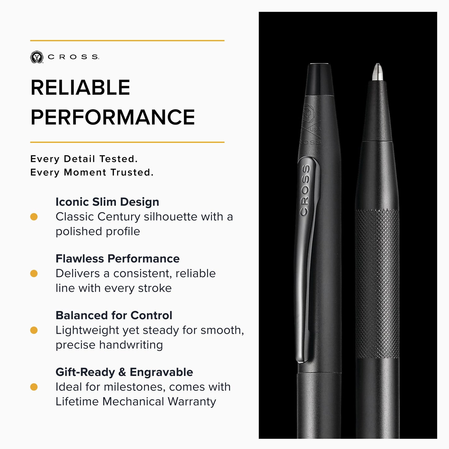 Cross Classic Century Black PVD Micro-knurl Ballpoint Pen, Black Ink