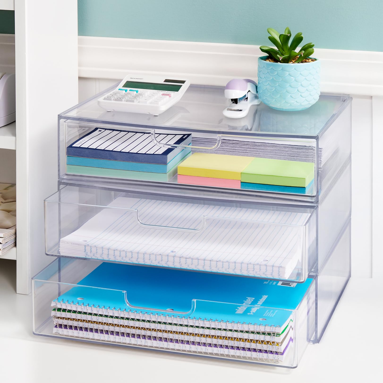 STORi STAX Plastic Stackable Organizer Drawers (Set of 2) Clear | 12.5" Wide | Set Includes Two