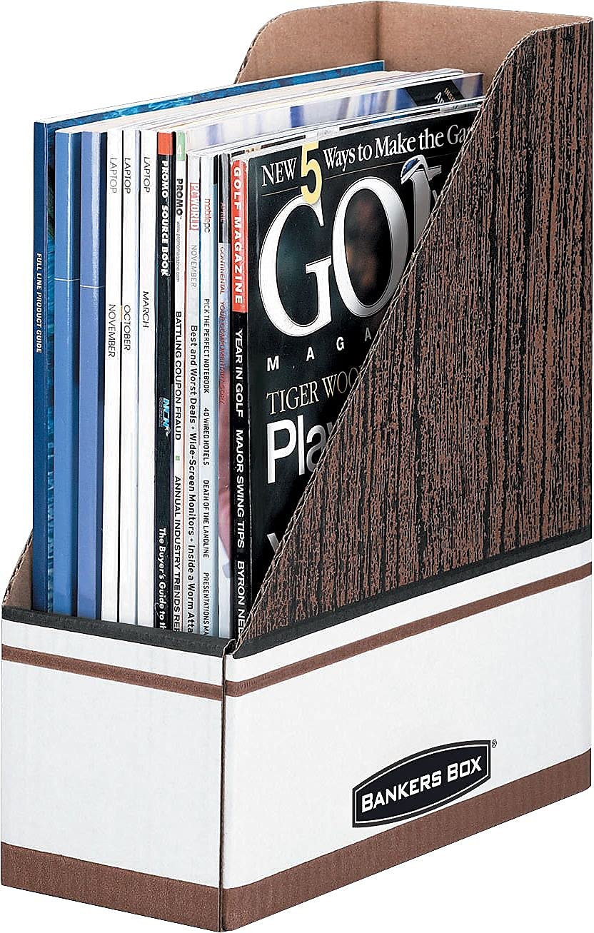 Bankers Box 12-Pack Magazine File Holders, 4" x 9" x 11-1/2", Wood Grain