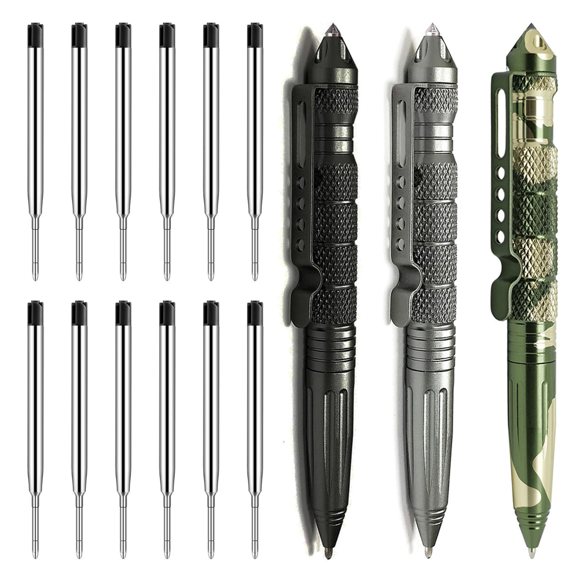 Origin-Joy 3 Pack Tungsten Steel Military Tactical Pen Set, Multifunctional EDC Self Defense Pen
