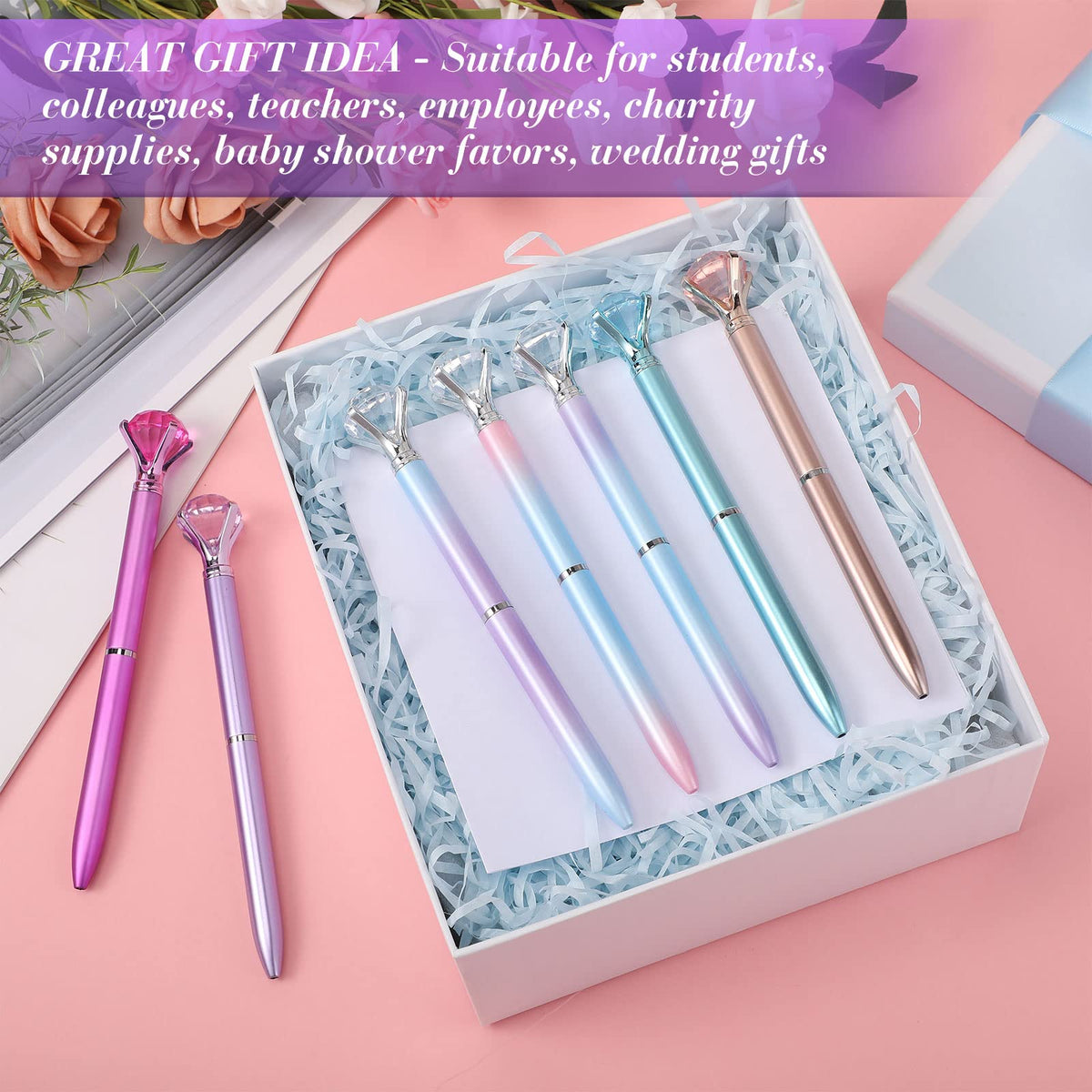 Sherr 100 Pack Crystal Diamond Pens Jewel pen Bulk, Fresh, Simple