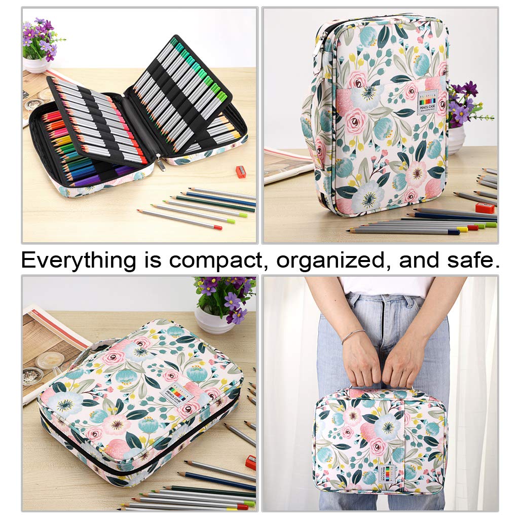 BTSKY Portable Colored Pencil Case - Holds 166 Pencils or 112 Gel Pens