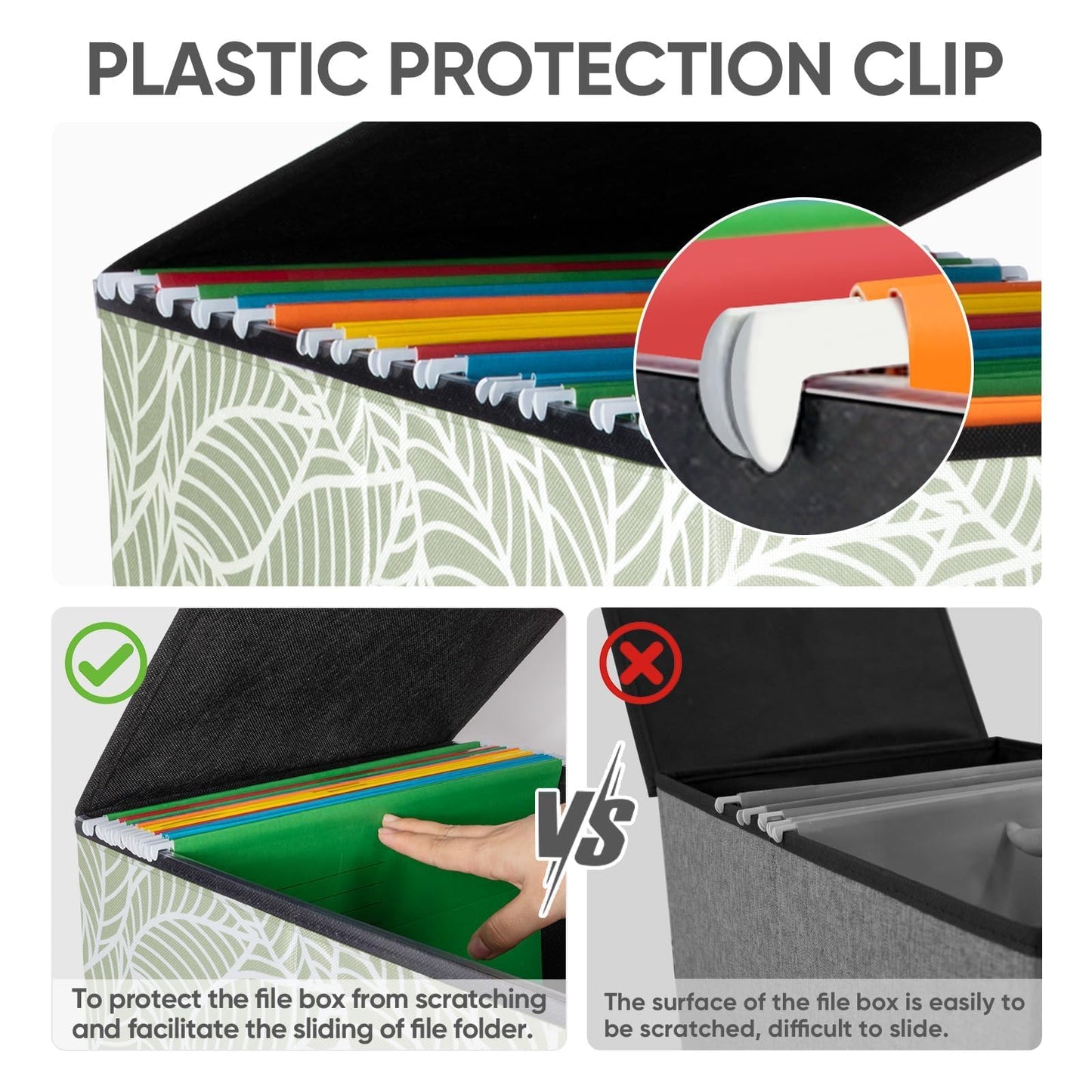 BALEINE File Organizer Box with Lid, Collapsible Hanging File Storage Box