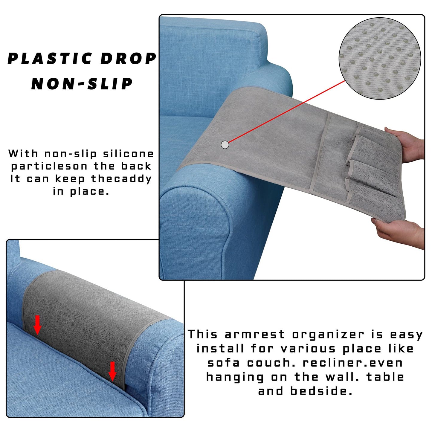 Remote Control Holders for Armchairs, Couch Caddy, Featuring Non-Slip Bases