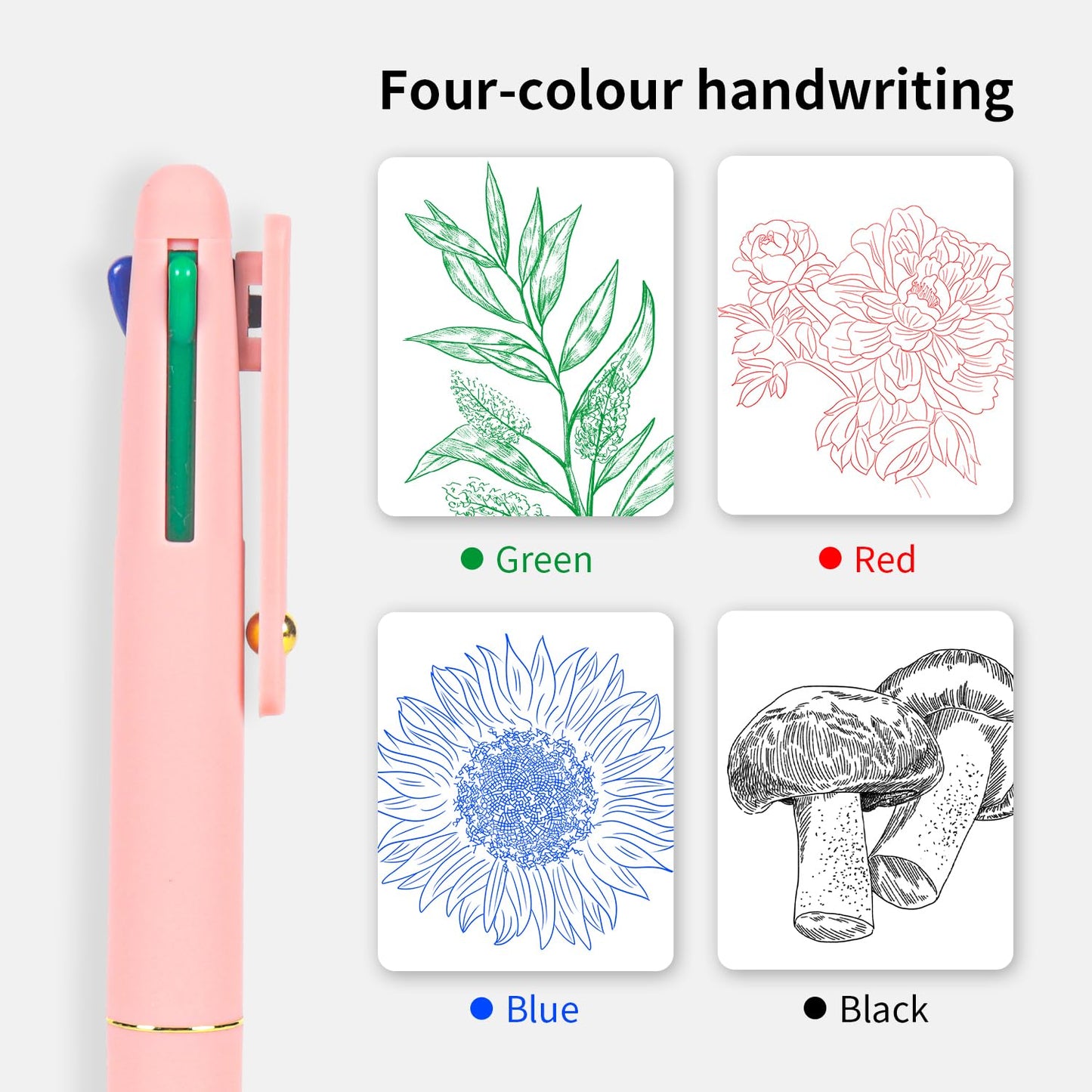 Ddaowanx Multicolor Pens Ballpoint,12 Pcs 4-in-1 Multicolored Pen 0.5mm