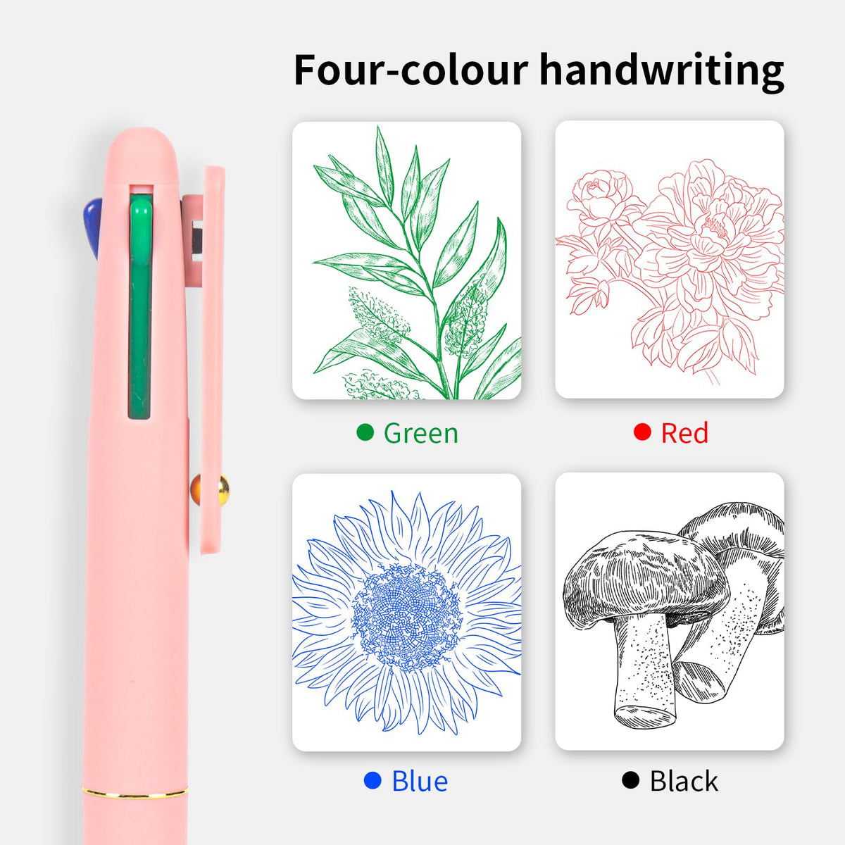 Ddaowanx Multicolor Pens Ballpoint,12 Pcs 4-in-1 Multicolored Pen 0.5mm
