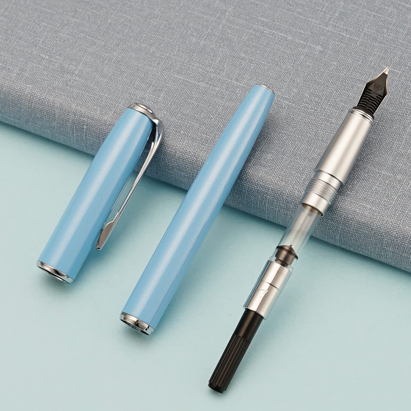 erofa Picasso 916 Sky Blue Fountain Pen with Gift Box Writing Pen Set Medium Nib 0.7mm for Office