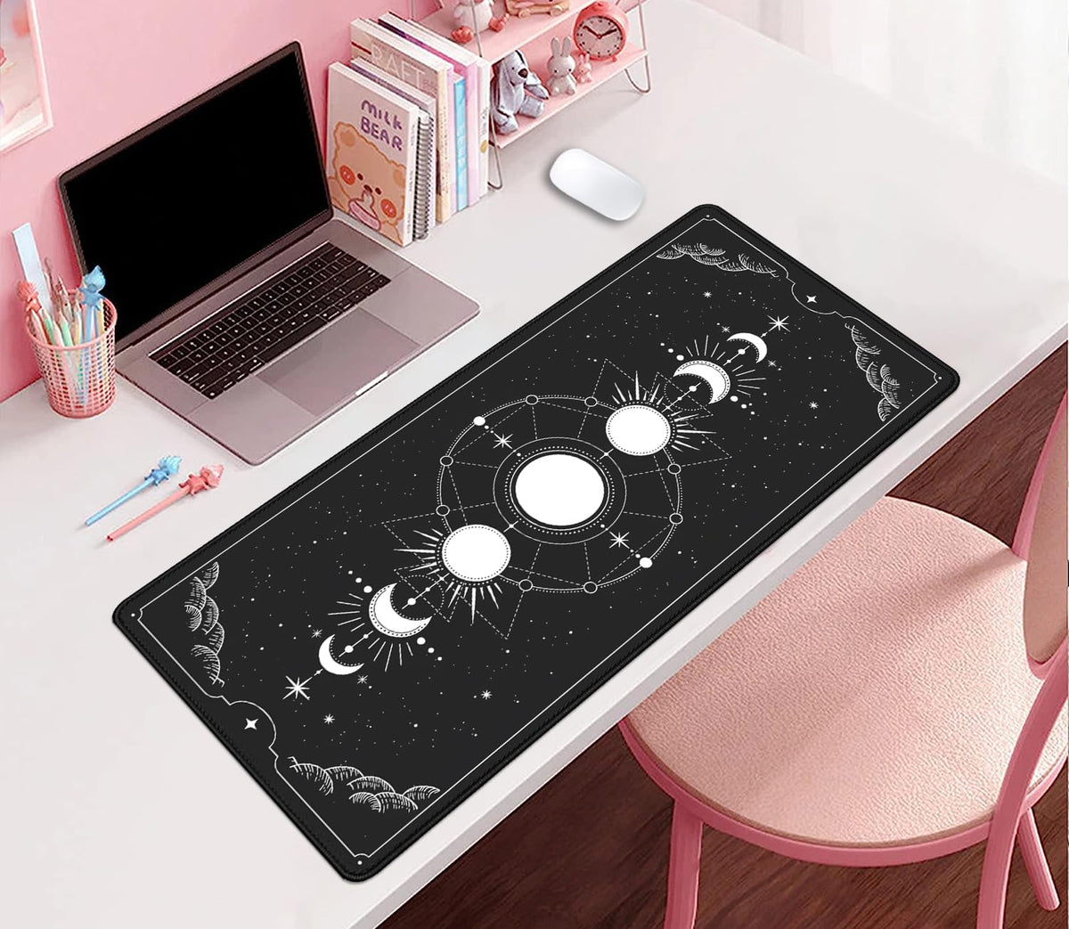 Moon Phases Celestial Witchy Tarot Astrology Witch Aesthetic Extended Desk Pad Mouse Pad,Stitched