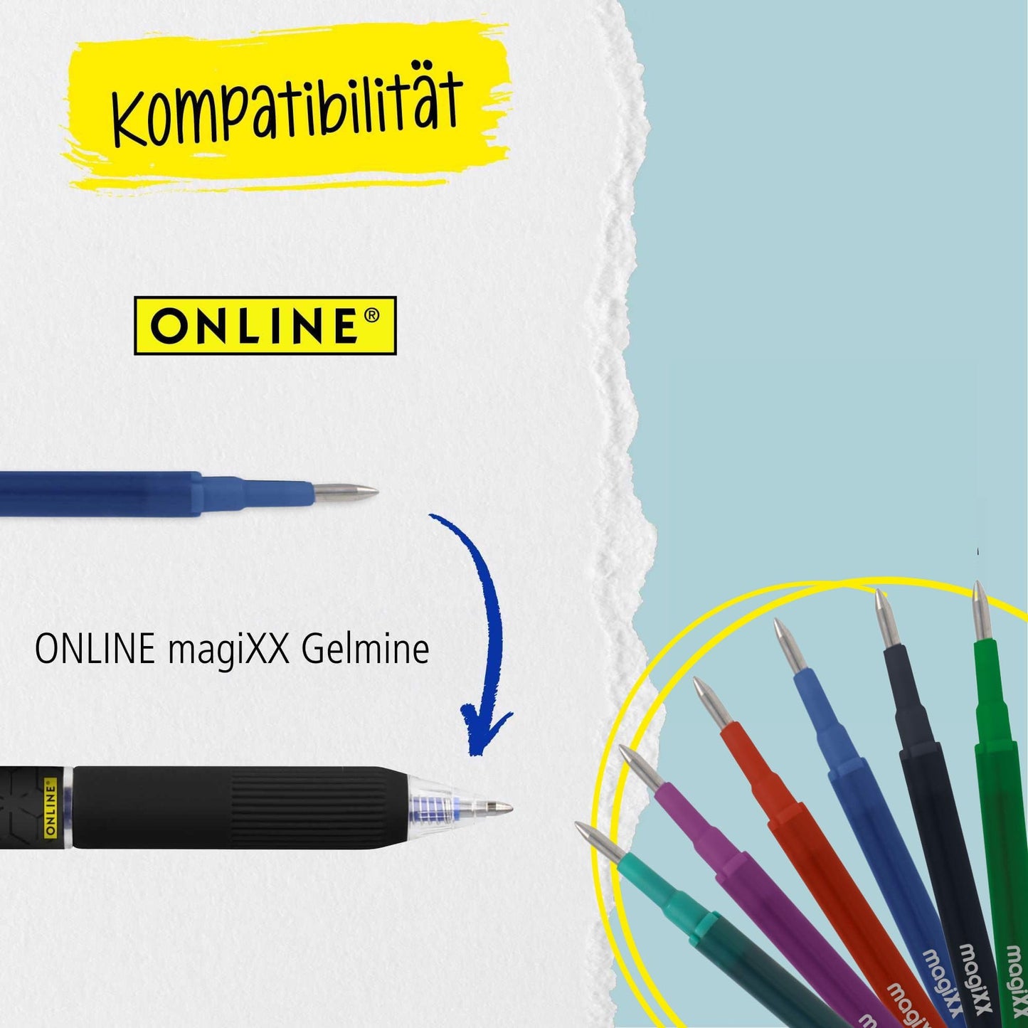 Online magiXX Erasable Pen Black I Gel Pen Blue Erasable with 0.7 mm Line Width I Rollerball Pen