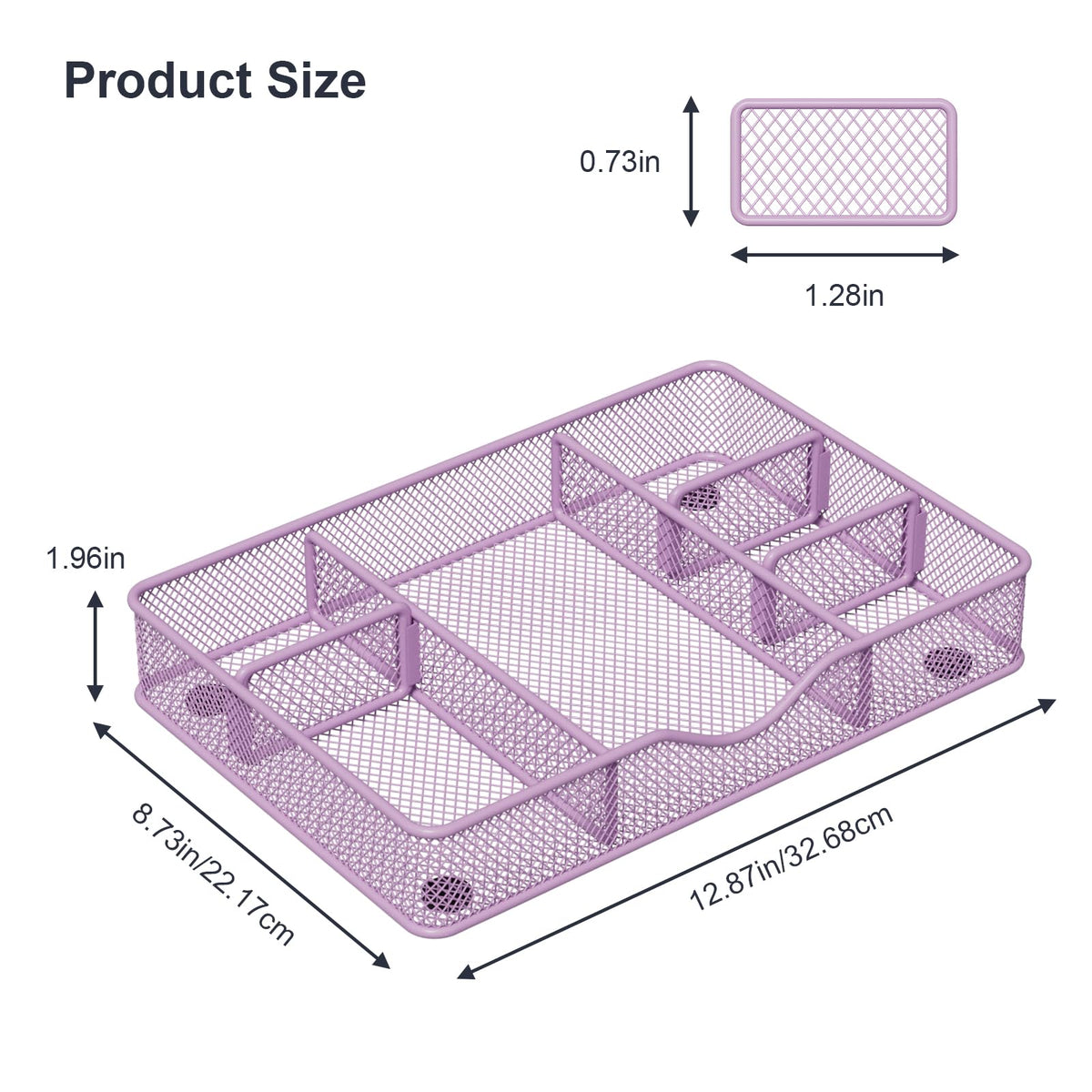 VyGrow Desk Drawer Organizer Tray, Metal Mesh Drawer Organizers Office, 6 Adjustable Compartment