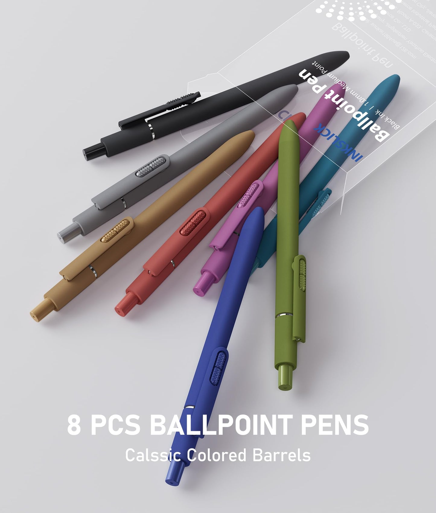 InkSlick 16 Pack Vintage Black Ballpoint Pens 1.0mm Fidget Pens for Adults