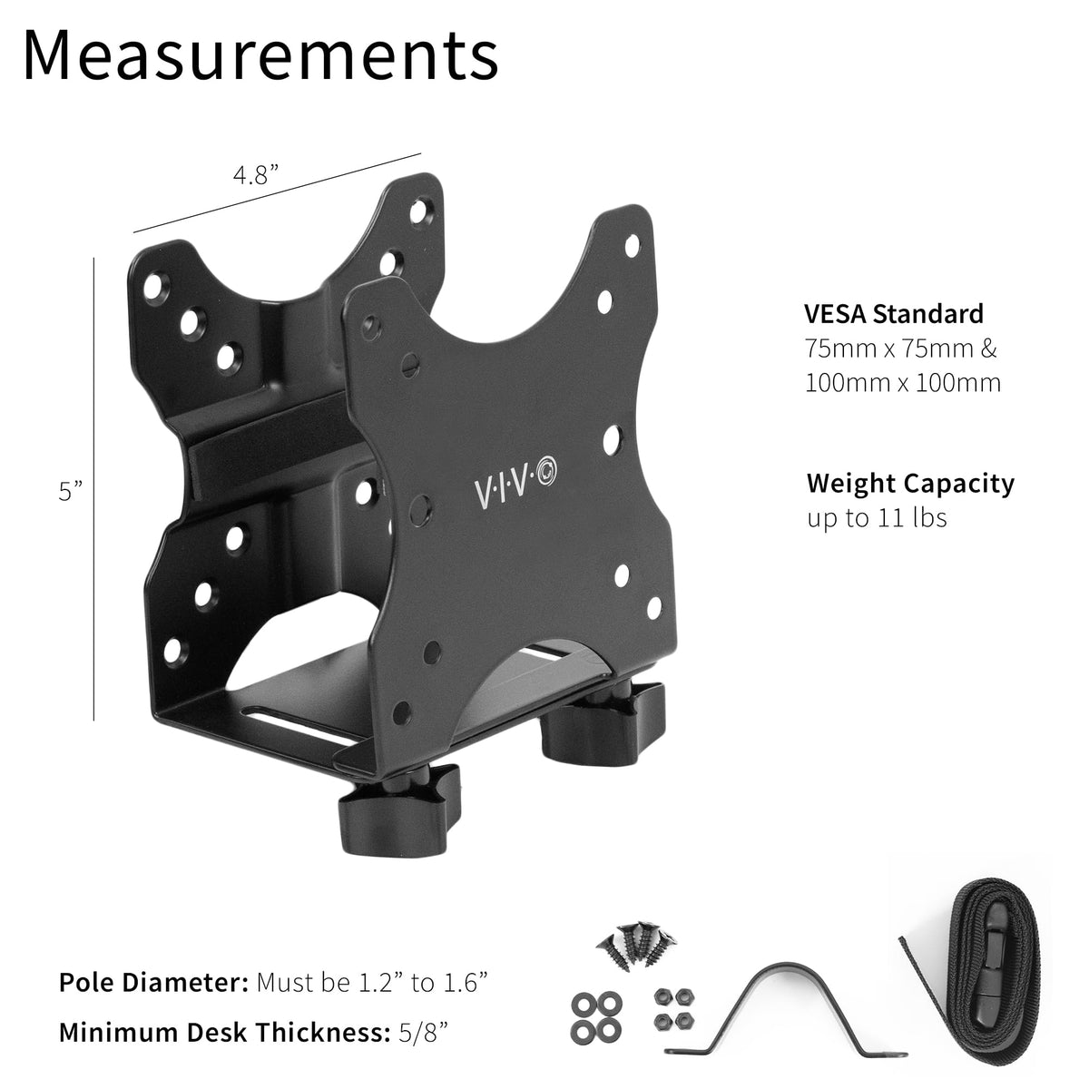 VIVO Adjustable Thin Client Mini PC Mount Bracket, CPU VESA Under Desk and Monitor Arm Computer