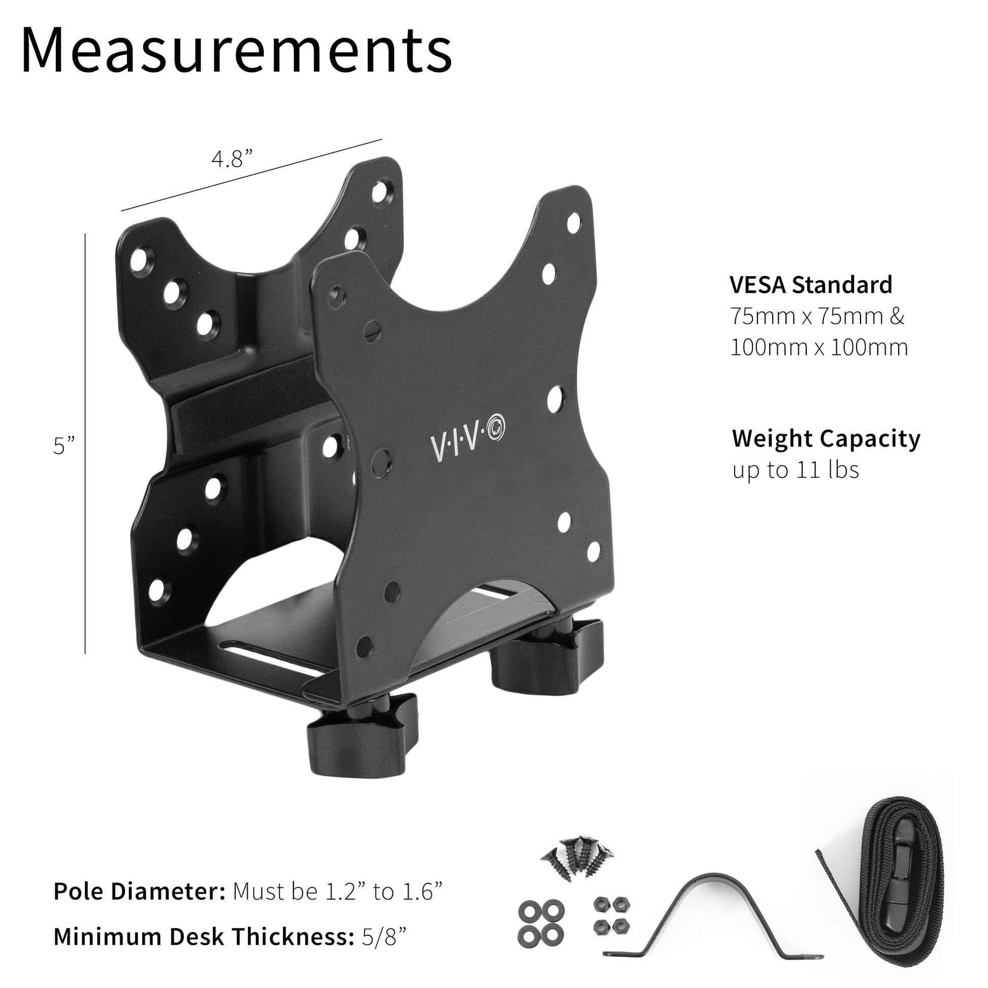 VIVO Adjustable Thin Client Mini PC Mount Bracket, CPU VESA Under Desk and Monitor Arm Computer