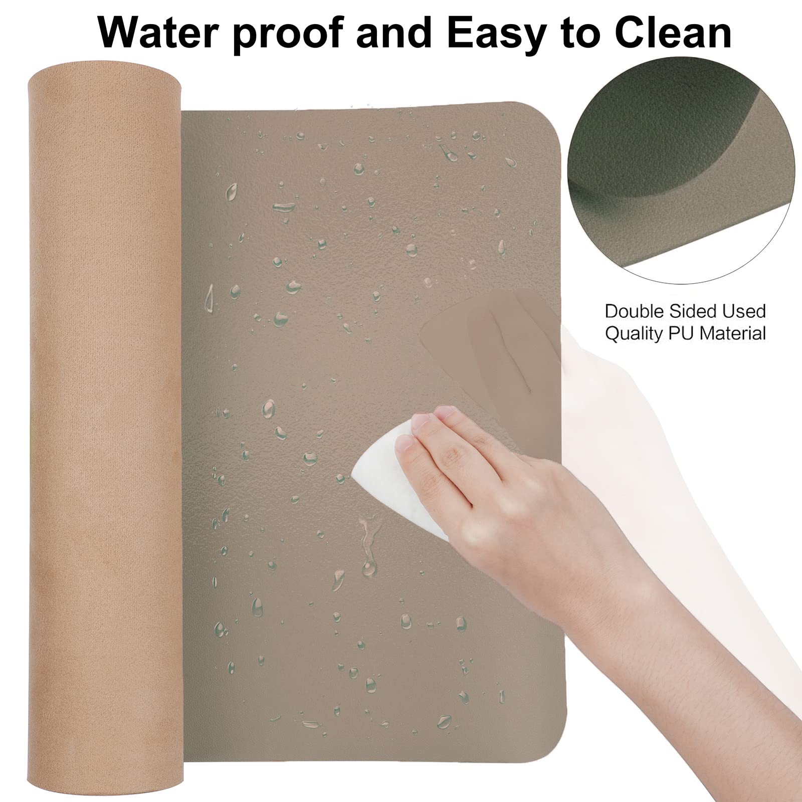 Boutilon Leather Desk Pad Protector,Non-Slip Mouse Pad,Laptop Desk Pad,Office Mouse Mat,Waterproof
