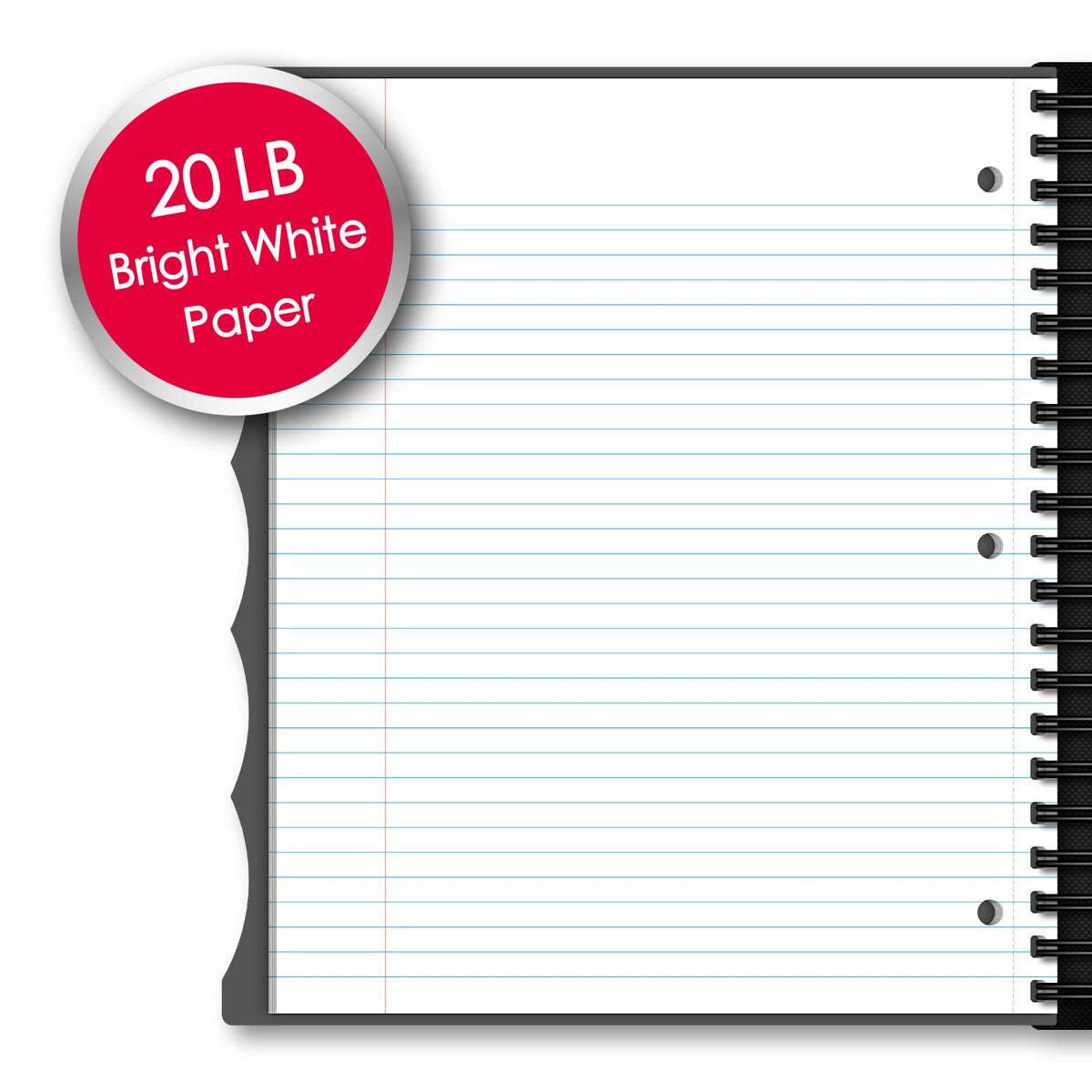 IQ+ iScholar 5-Subject Poly Cover Wirebound Notebook, College Ruled, 11 x 8.5 Inch Sheet Size, 200