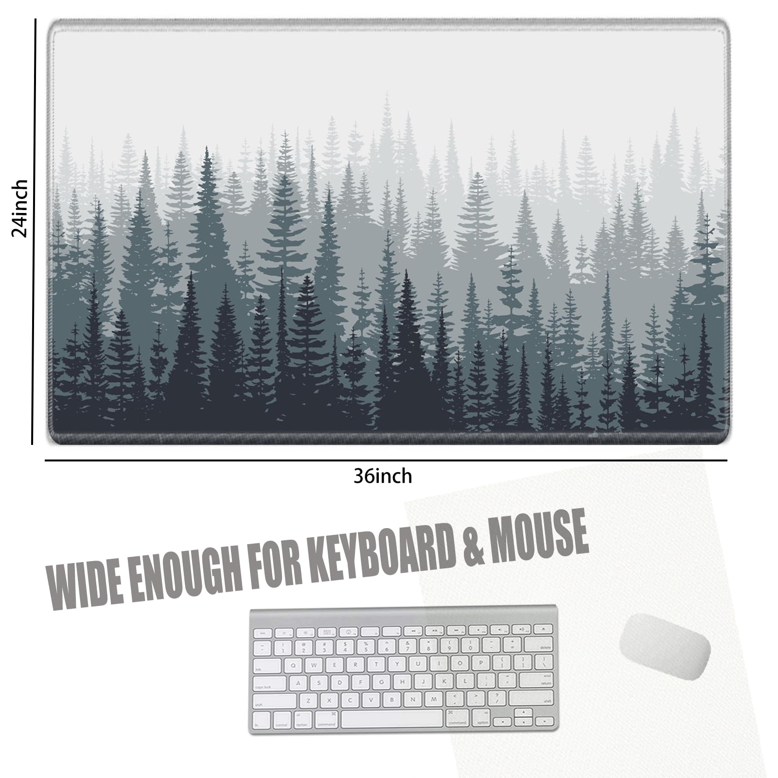 36x24 Mouse Pad Misty Forest Desk Mat Large Mousepad Gaming Giant Mouse Mat Huge Oversized Desk Pad