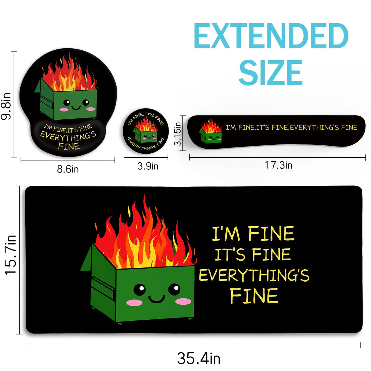 Blusabaca Dumpster on Fire Mouse Pad, Funny Cute Desk Mat Accessories Decor