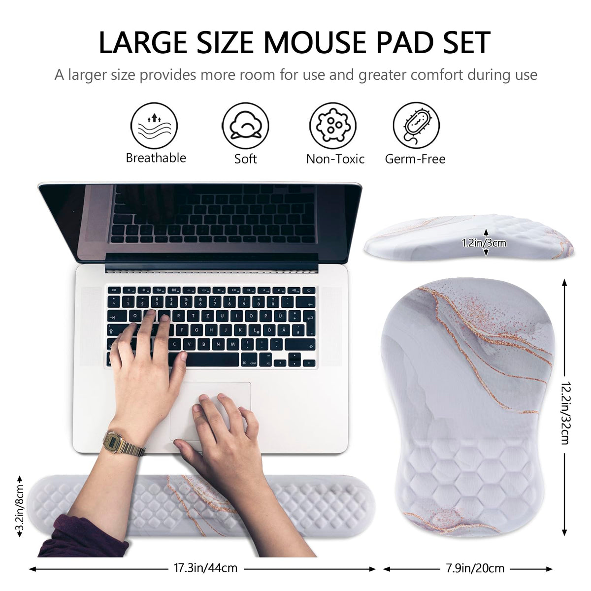 Laokiiy Ergonomic Mouse Pad & Keyboard Wrist Rest Set, Memory Foam