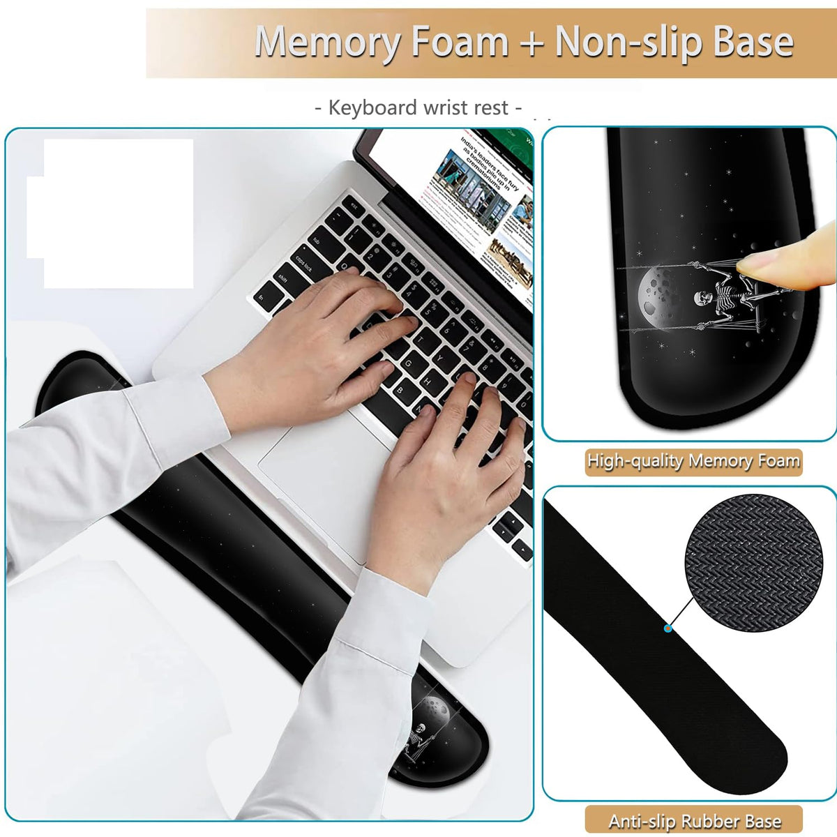 Keyboard Wrist Rest and Mouse Pad Wrist Support Set, Ergonomic Gel Mouse Pad Wrist Rest with