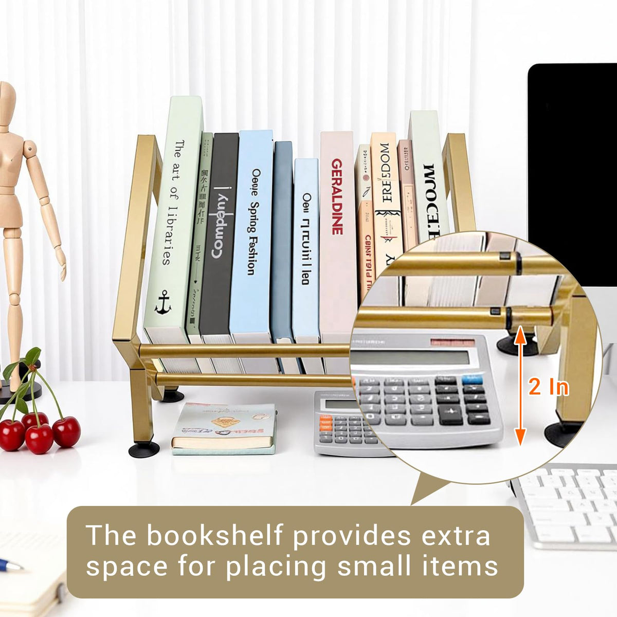 Expandable Desktop Bookshelf Organizer, Small Tabletop Book Storage Rack, Portable Mini Bookcase