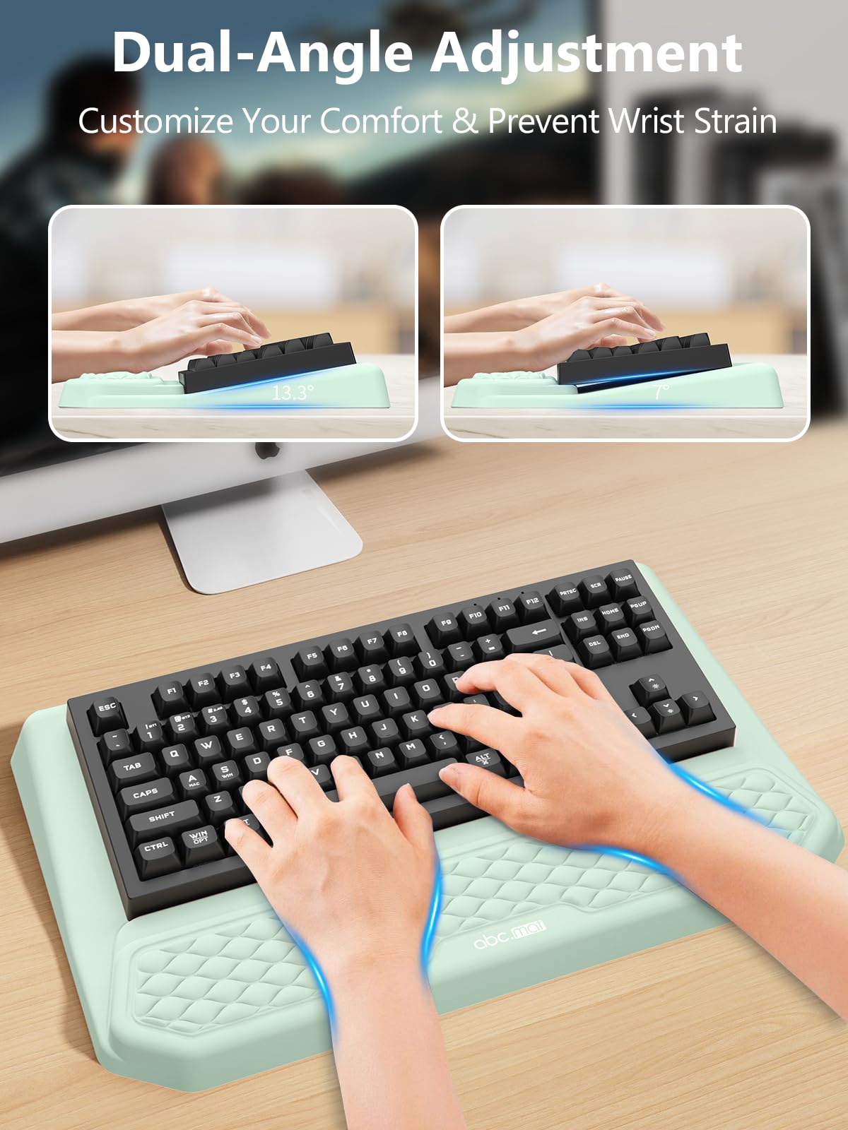 2-in-1 Ergonomic Keyboard Stand with Wrist Rest, Light Green