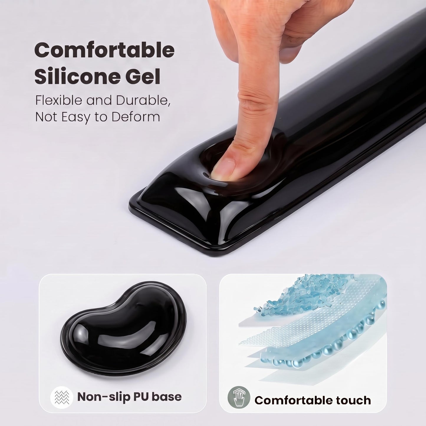 Gel Keyboard & Mouse Wrist Rest Set - Keyboard Wrist Rest Pad & Mouse Support for Office Gaming Pad