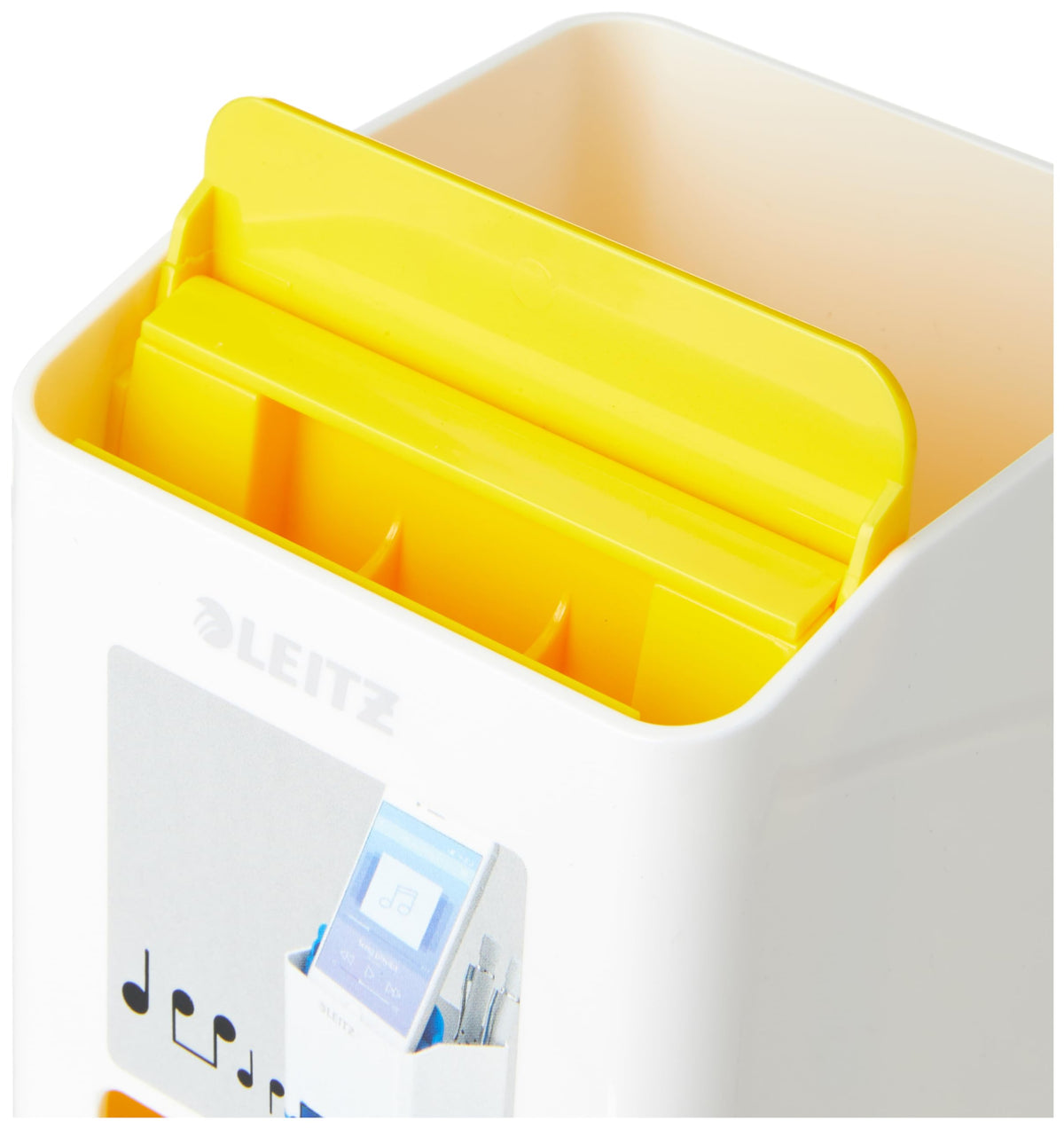 Leitz 53631016 Sound pencil case sound amplification function, WOW, White/Yellow