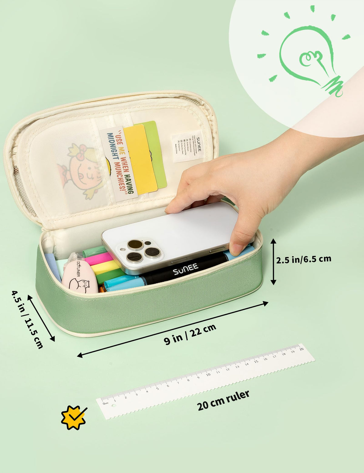 SUNEE Cute Pencil Case, Large Pencil Pouch, Aesthetic Big Pencil Bag with Zipper, Kawaii Stationery