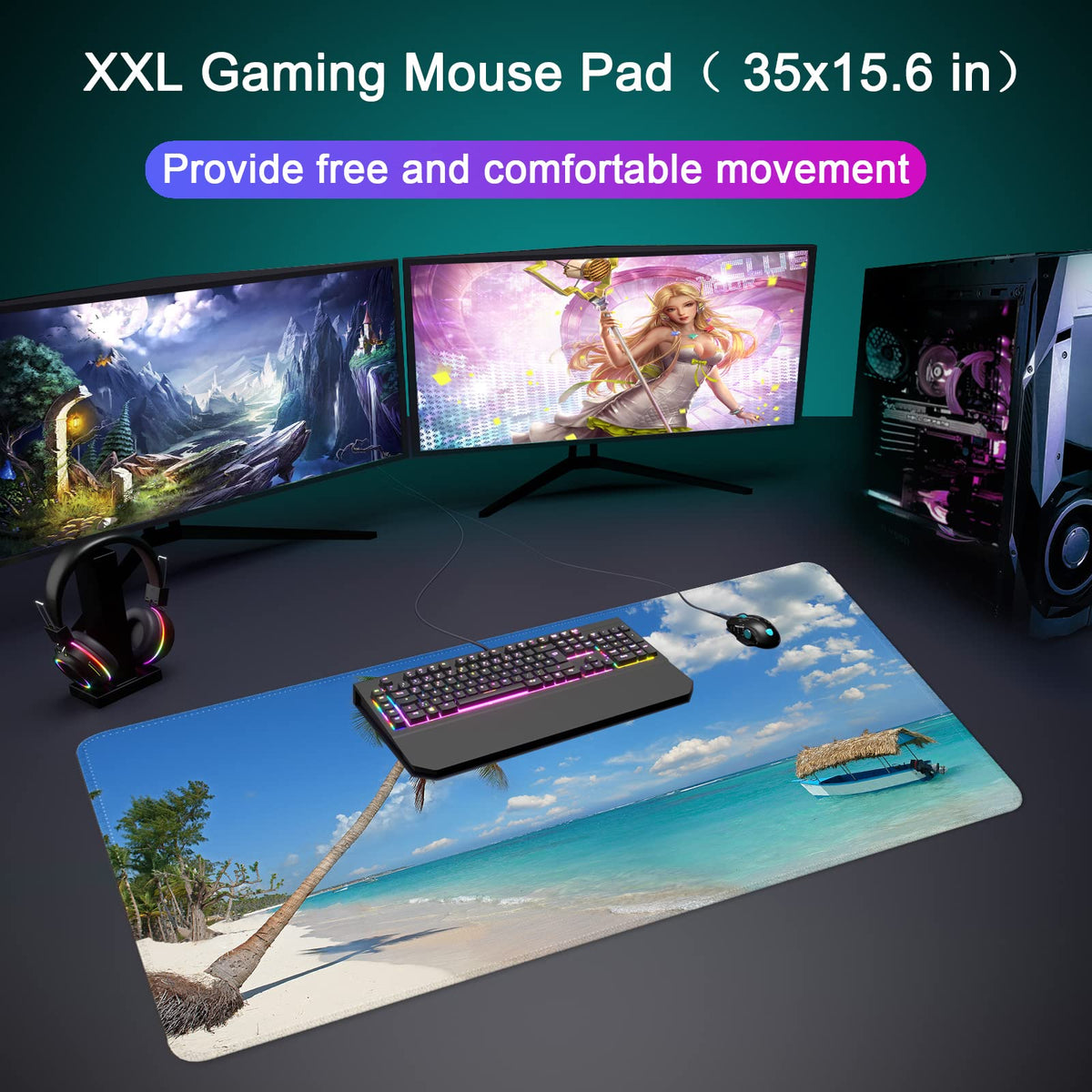Wiabsi Desk Mat Pad,Large XXL Extended Mouse Pad Mat for Desktop Keyboard
