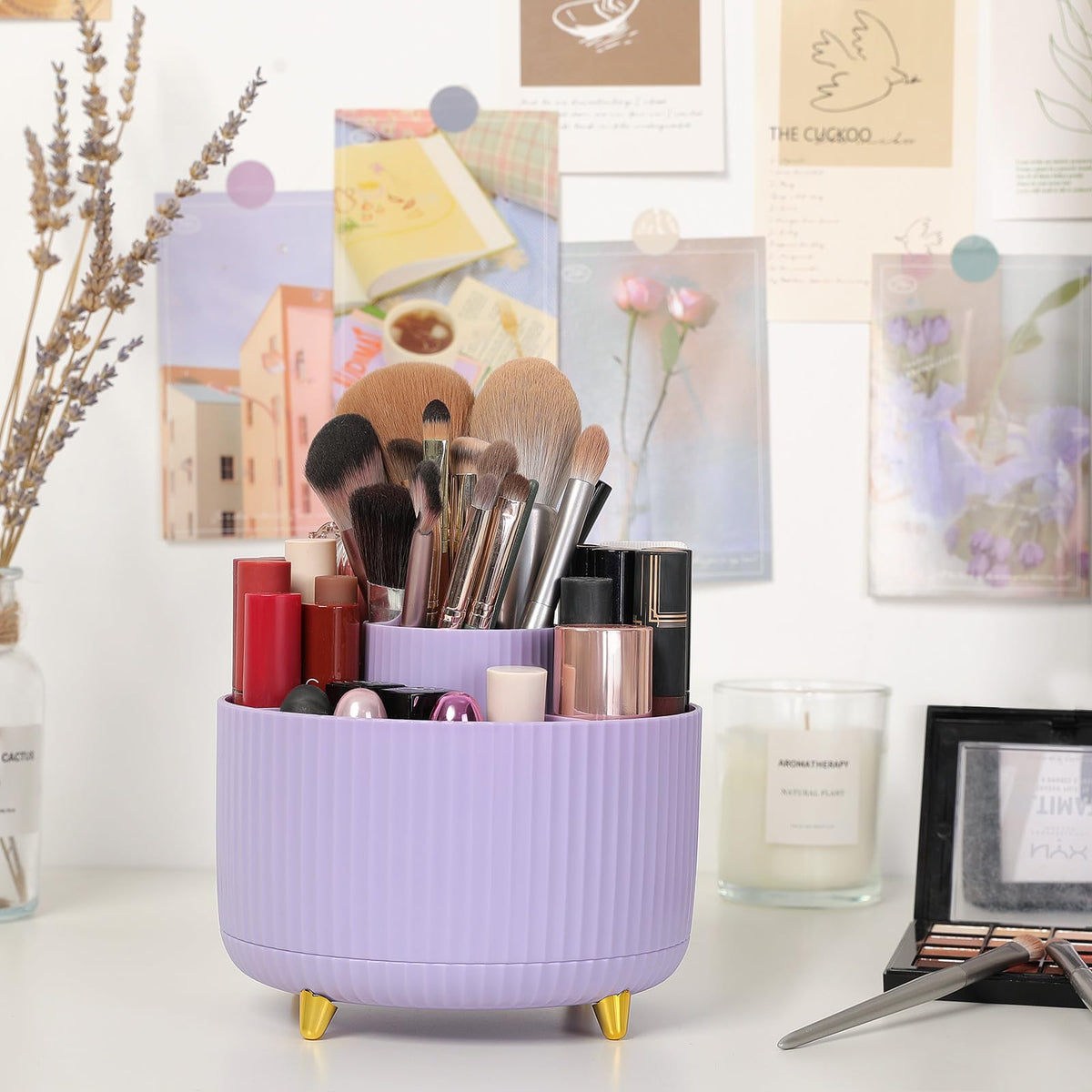 SKYDUE 2 Pack Pen Holder, 360 Degree Rotating Pencil Holder for Desk Organizer, Rotating Desktop