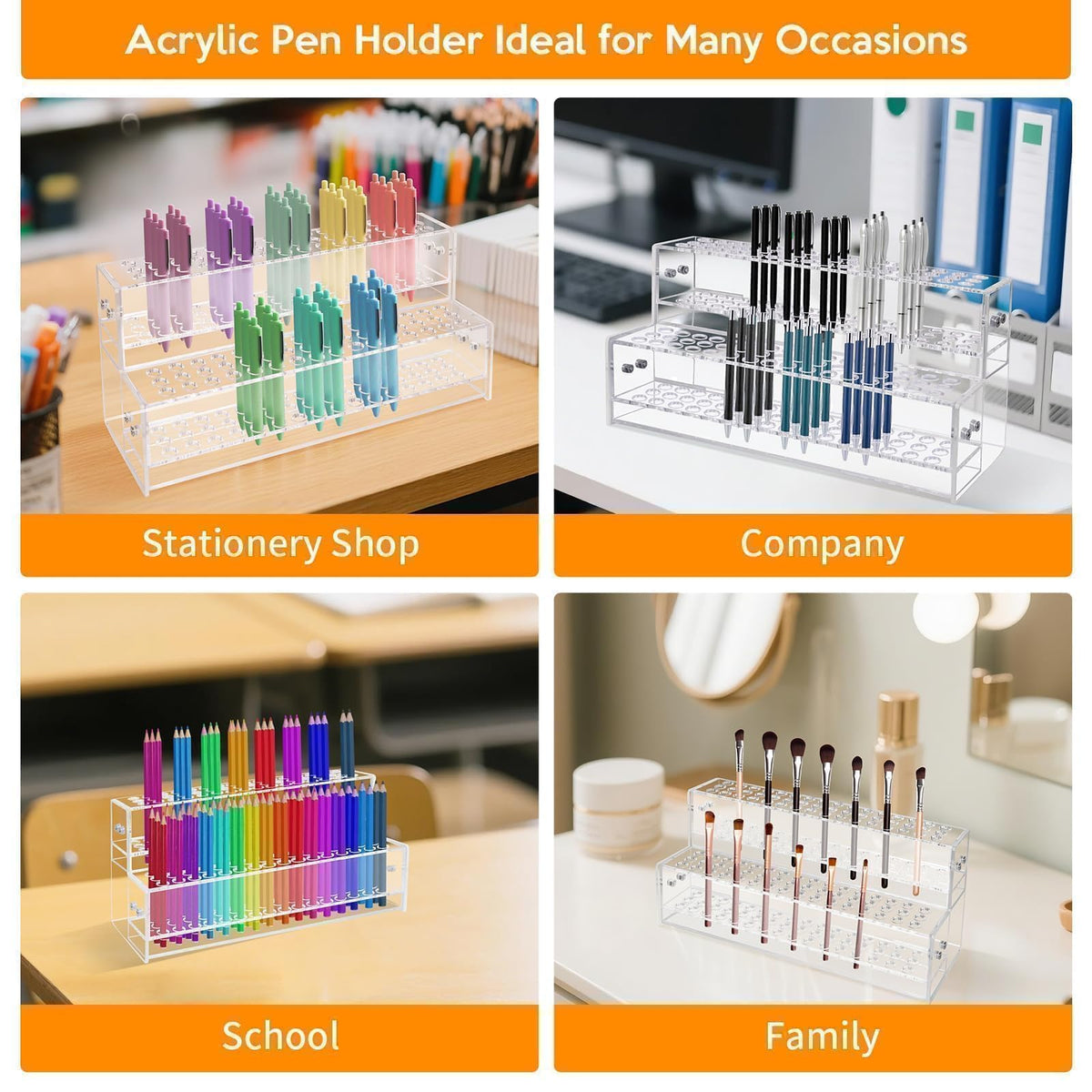 Hoceium 2PCS 96-Slots Pen Holder for Craft Shows,Acrylic Pen Display Stand 12mm Fountain Pens Stand