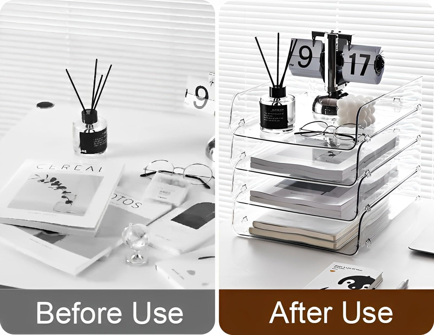 Gagee 4 Pack Paper Organizer for Desk,Clear