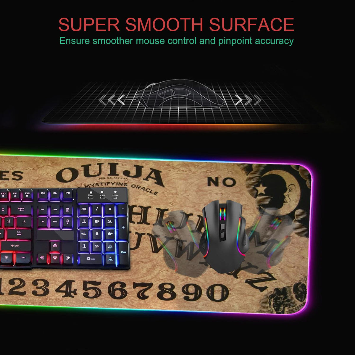 RGB Gaming Mouse Pad with Coffee Coaster, XXL Large Glowing LED Mousepad, Anti-Slip Rubber Base