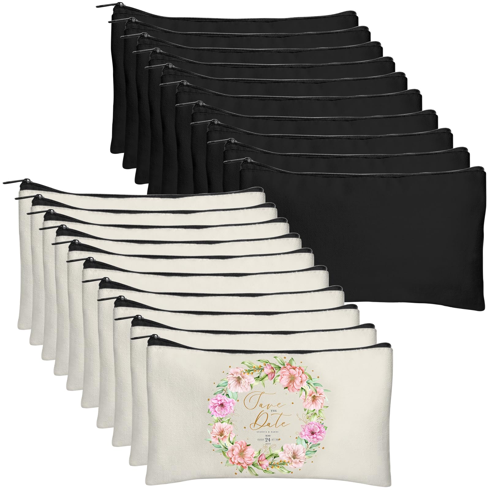Legigo 20 Pack Blank Canvas Bags Zipper Pouch Makeup Bags Pencil Pouch Bulk