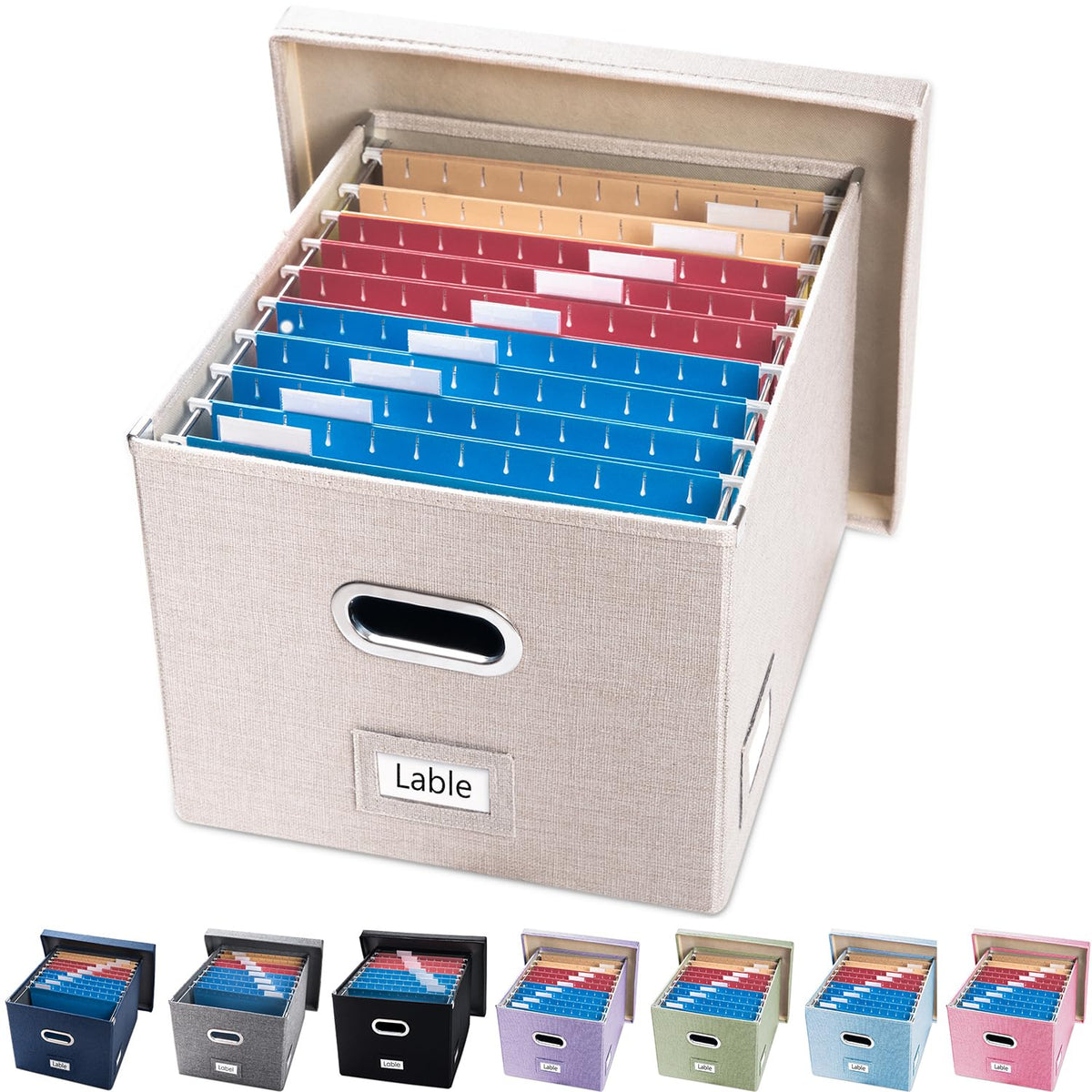 PRANDOM File Organizer Box - Set of 1 Collapsible Decorative Linen Filing Storage Hanging File