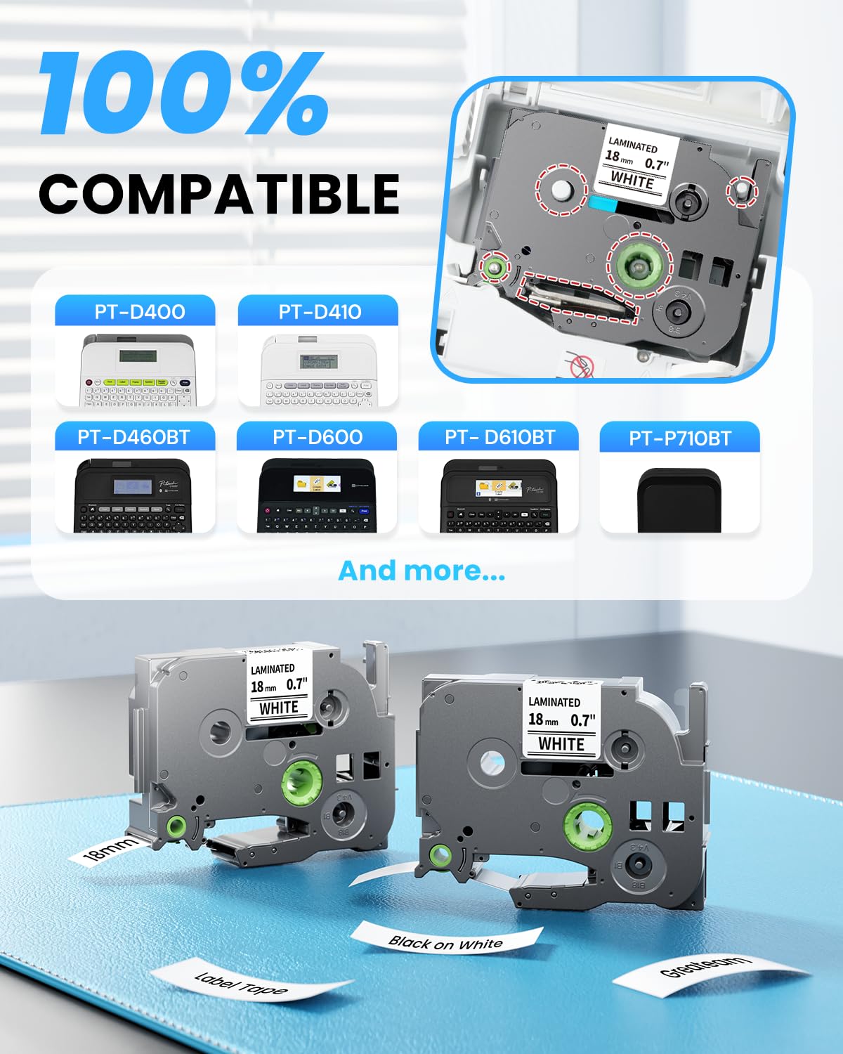 Replacement for Brother TZe-241 TZe241 P Touch Label Maker Tape 18mm
